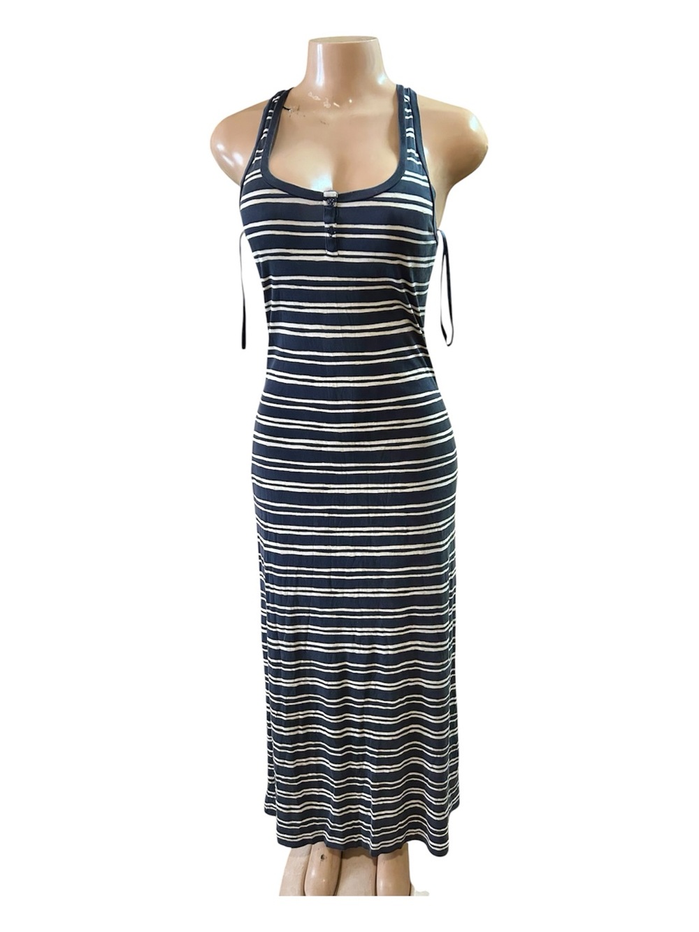 Tory Burch Navy and White Striped Tank Maxi Dress